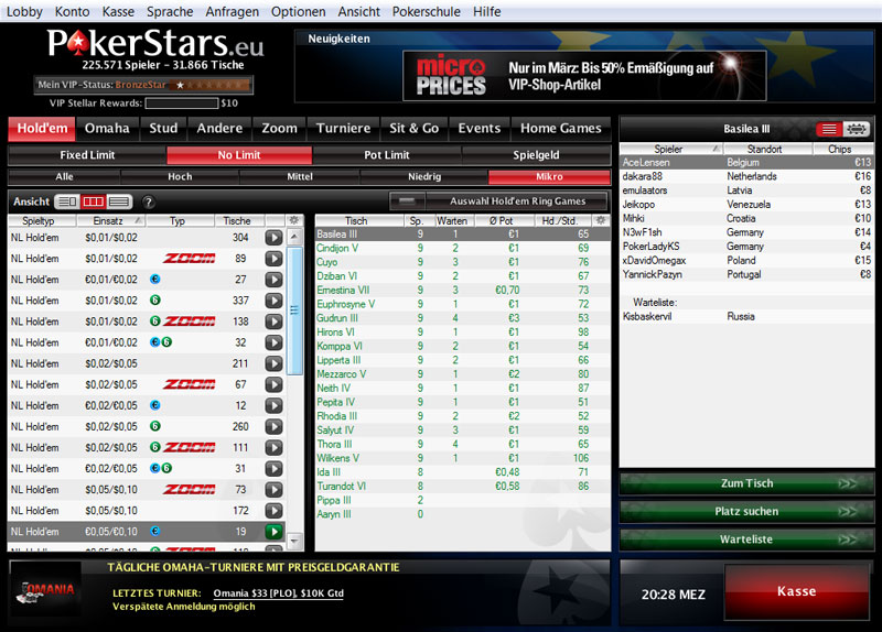 PokerStars Lobby